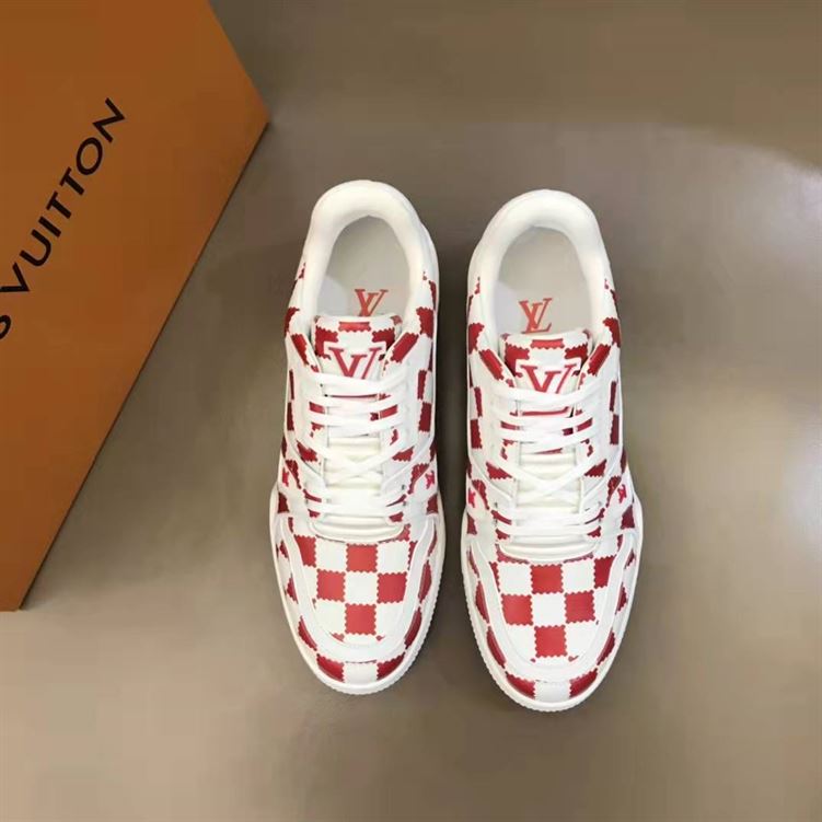 LOUIS VUITTON TRAINER SNEAKER RED WHITE DAMIER - LVS044