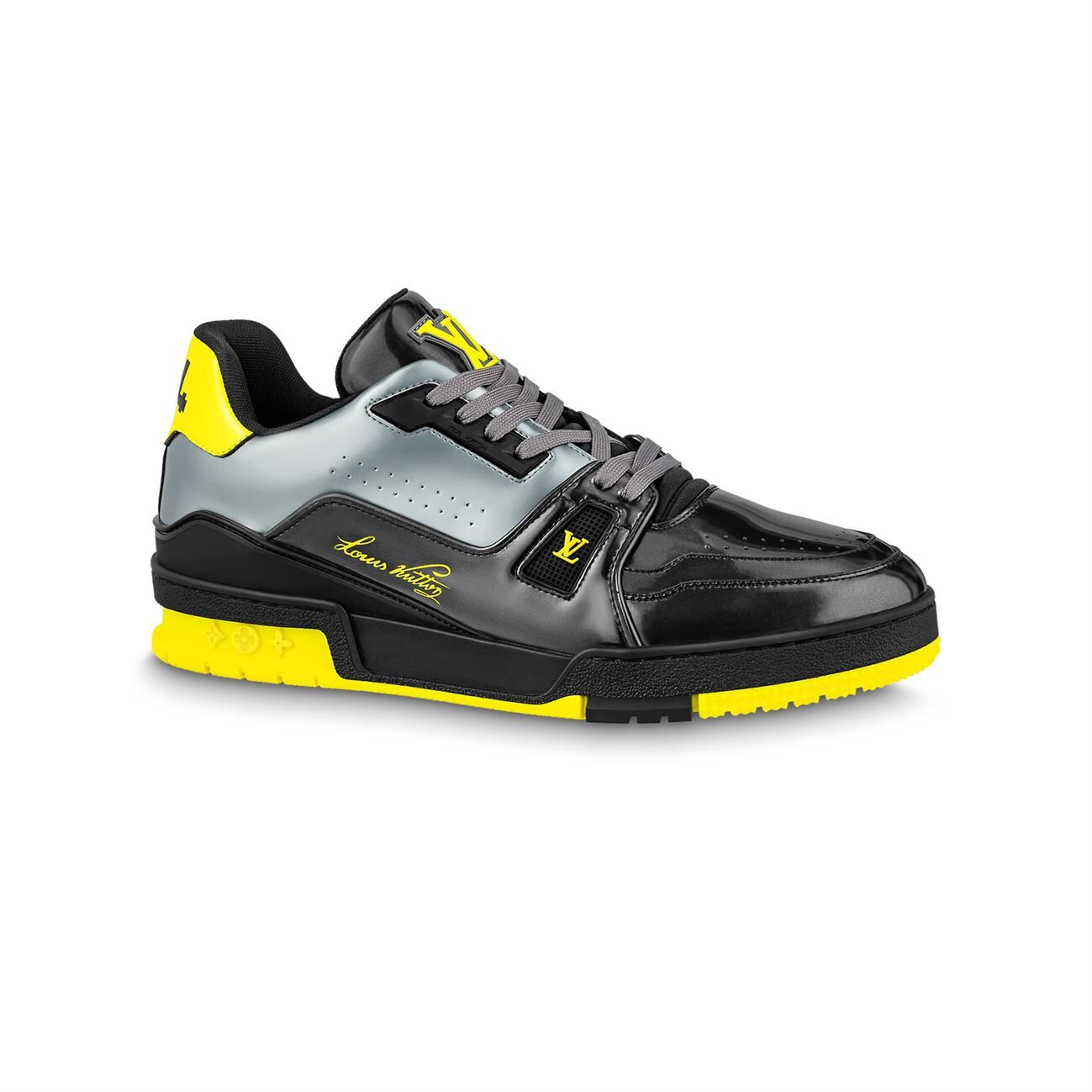 LOUIS VUITTON TRAINER SNEAKERS IN BLACK PATENT CANVAS - LVS004
