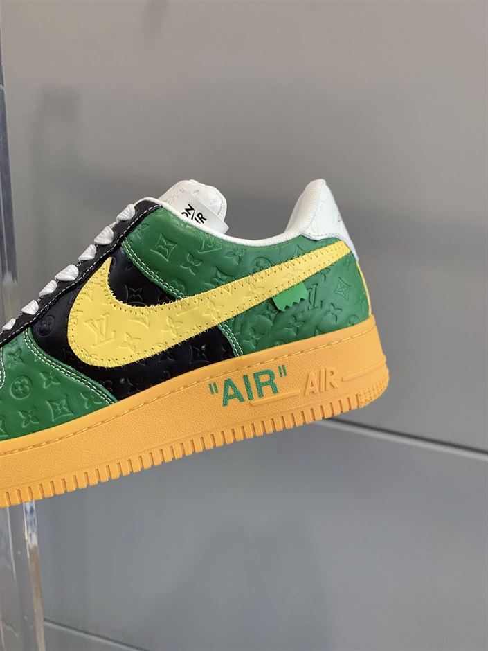 LOUIS VUITTON X NIKE AIR FORCE 1 LOW-TOP SNEAKERS IN YELLOW AND GREEN - LVS108