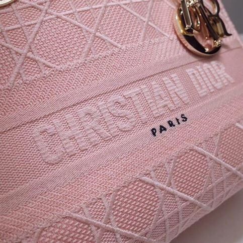 MEDIUM LADY D-LITE BAG ROSEWOOD CANNAGE EMBROIDERY