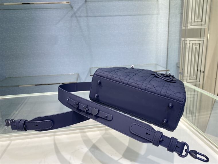 MEDIUM ULTRAMATTE LADY DIOR BAG INDIGO BLUE