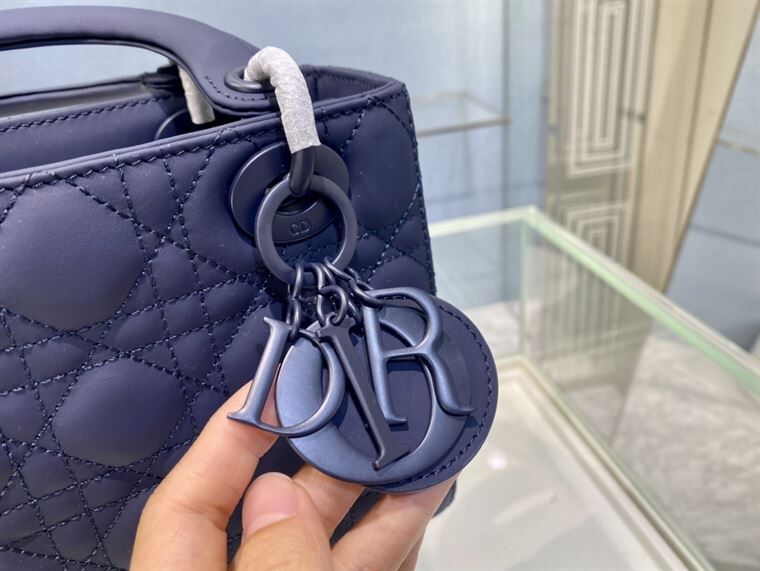 MEDIUM ULTRAMATTE LADY DIOR BAG INDIGO BLUE