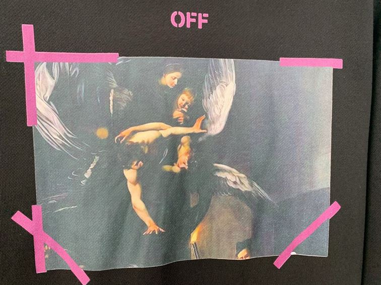 OFF-WHITE ARROW CARAVAGGIO MERCY SKATE HOODIE BLACK PURPLE - OS014