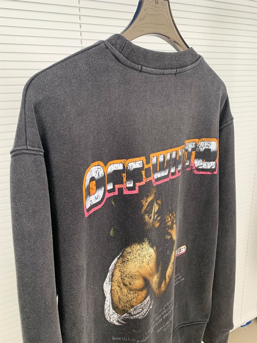 OFF-WHITE DIGIT BACCHUS COTTON SWEATSHIRT CHARCOAL GREY - OS018