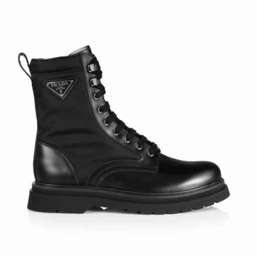 PRADA BRUSHED LEATHER AND NYLON BOOTS - PRS035