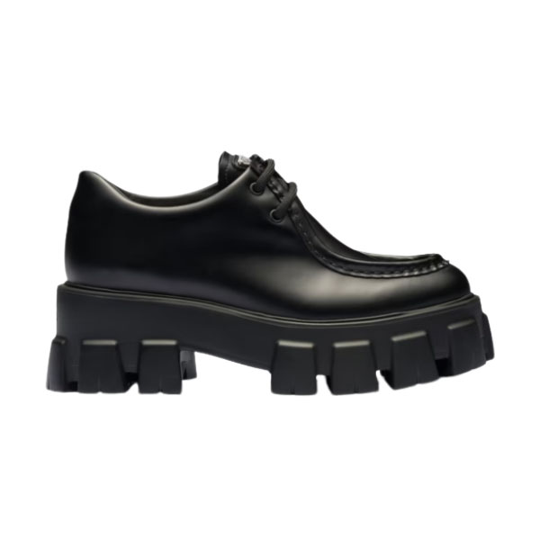 PRADA MONOLITH BRUSHED LEATHER LACE-UP SHOES - PRS059