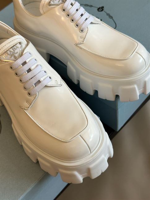 PRADA MONOLITH BRUSHED LEATHER LACE-UP SHOES - PRS061