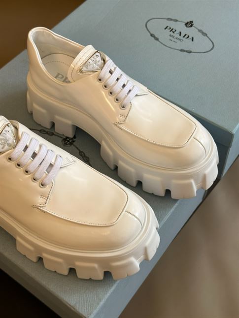 PRADA MONOLITH BRUSHED LEATHER LACE-UP SHOES - PRS061