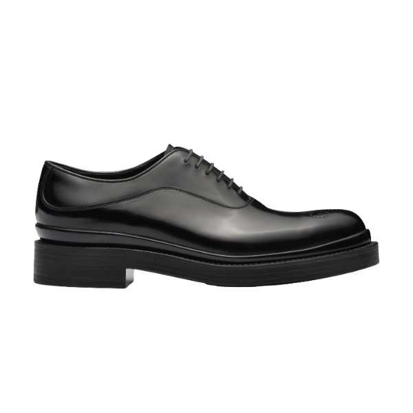 PRADA MONOLITH BRUSHED LEATHER OXFORD SHOES - PRS040