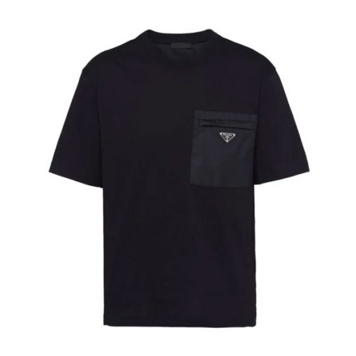PRADA RE-NYLON AND JERSEY T-SHIRT - PT007
