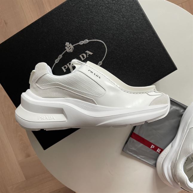 PRADA SYSTEME BRUSHED LEATHER SNEAKERS - PRS048