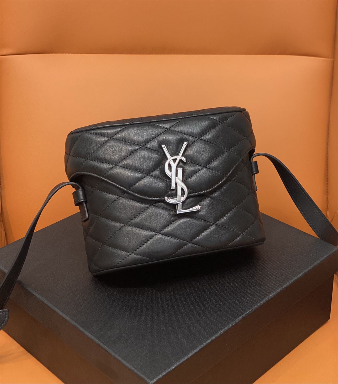 YSL JUNE QUILTED LEATHER CROSSBODY BLACK BAG