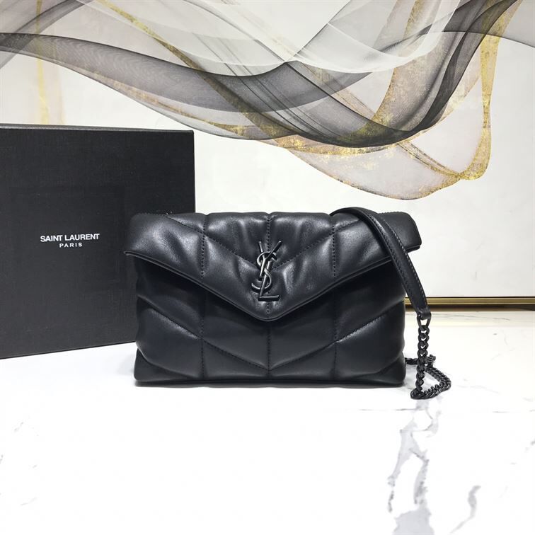 YSL LOULOU PUFFER SHOULDER BLACK BAG