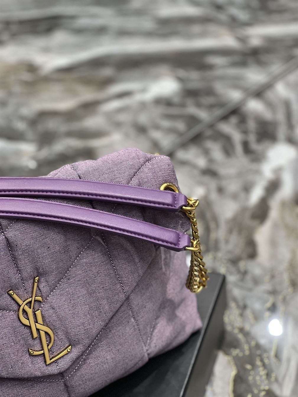 YSL MEDIUM PUFFER PURPLE BAG