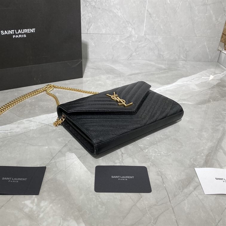 YSL MONOGRAMME CHAIN WALLET BAG BLACK