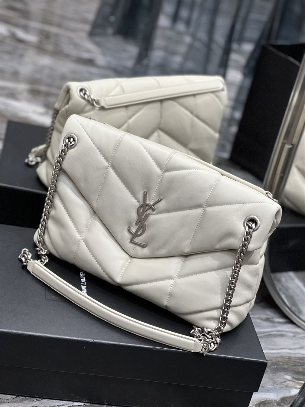YSL PUFFER TOY WHITE BAG
