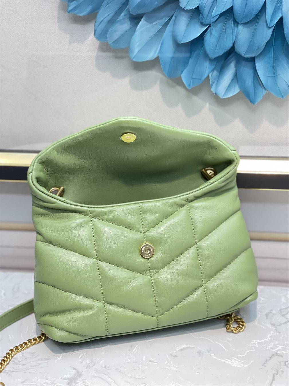 YSL PUFFER TOY MINT GREEN BAG