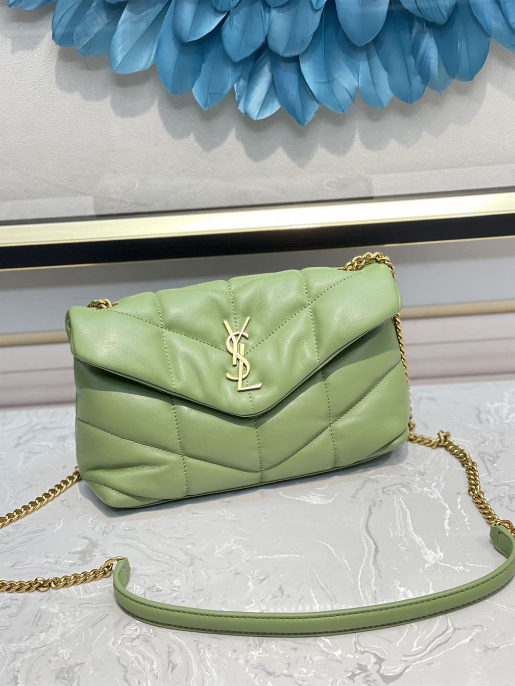 YSL PUFFER TOY MINT GREEN BAG