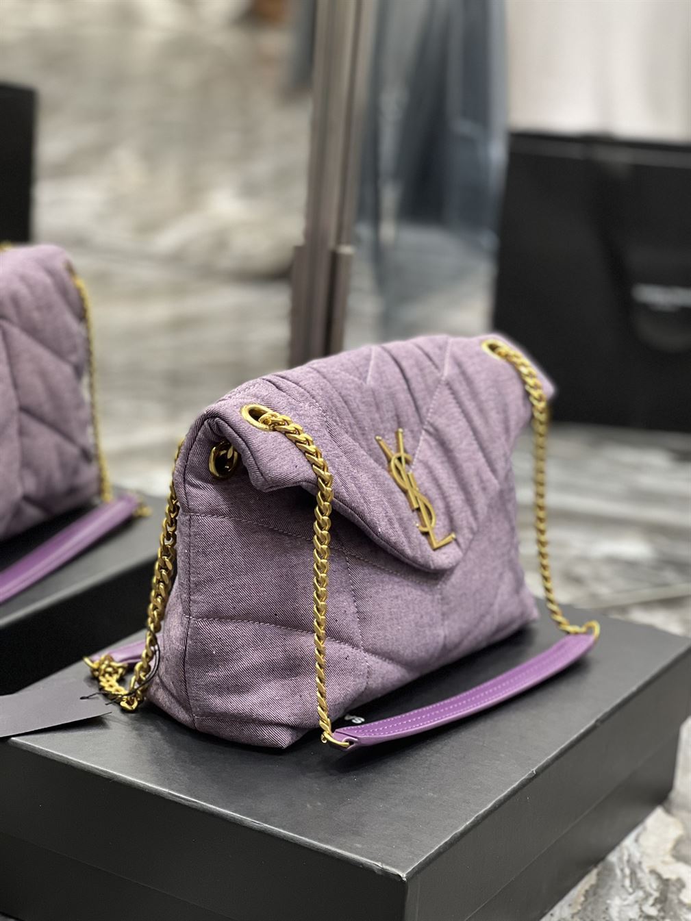 YSL SMALL PUFFER PURPLE BAG