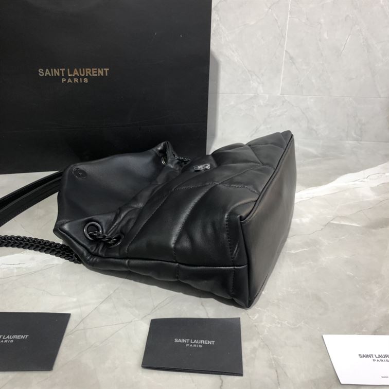 YSL SMALL PUFFER IN QUILTED NAPPA BLACK LEATHER