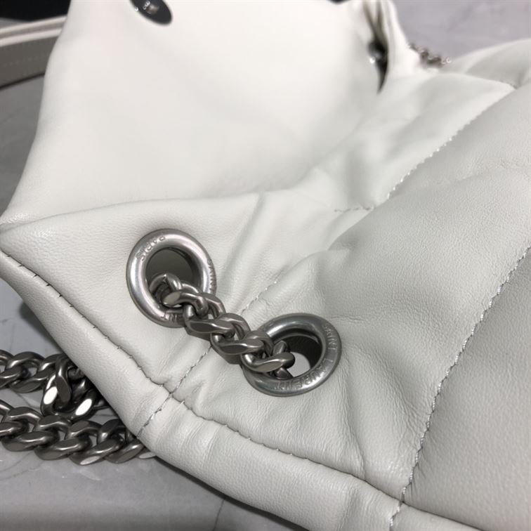 YSL SMALL PUFFER IN QUILTED NAPPA WHITE LEATHER