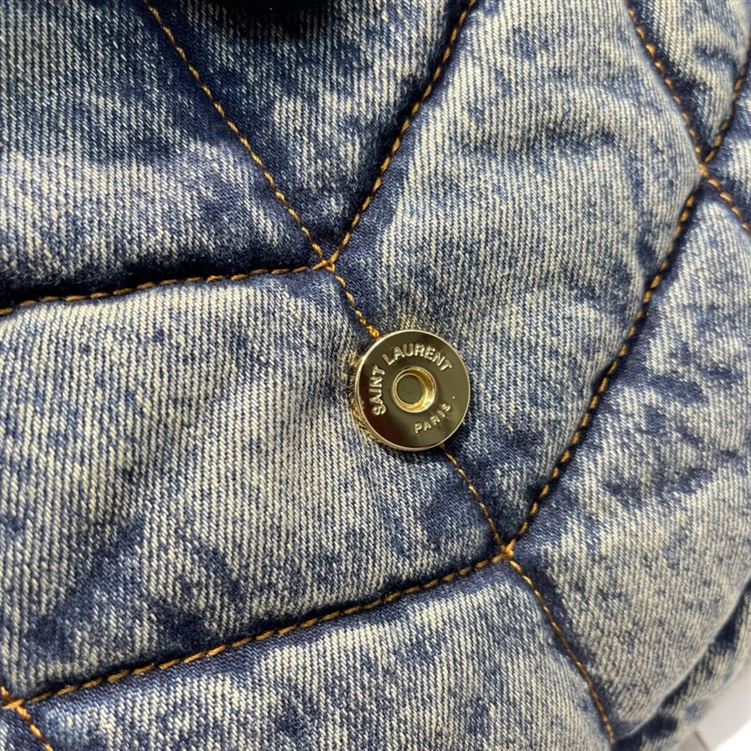 YSL SMALL PUFFER IN SUEDE AND DENIM BLACK