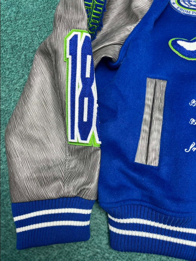 LOUIS VUITTON EMBROIDERED VARSITY BLUE COAT - LVC044