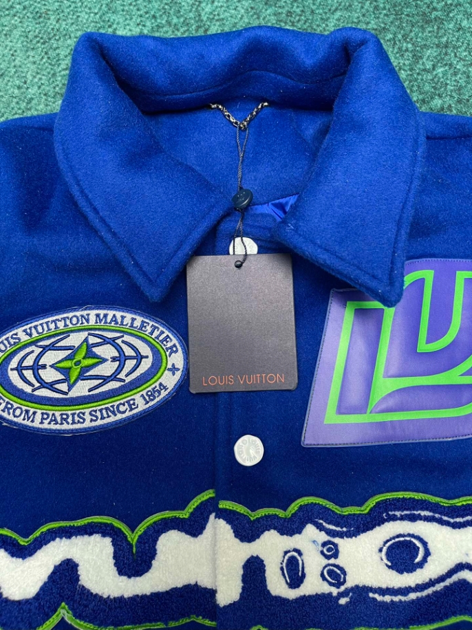 LOUIS VUITTON EMBROIDERED VARSITY BLUE COAT - LVC044
