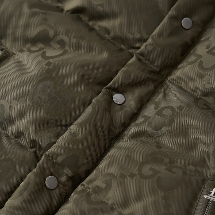 GUCCI Jumbo Canvas Down Green Jacket - GCJ050
