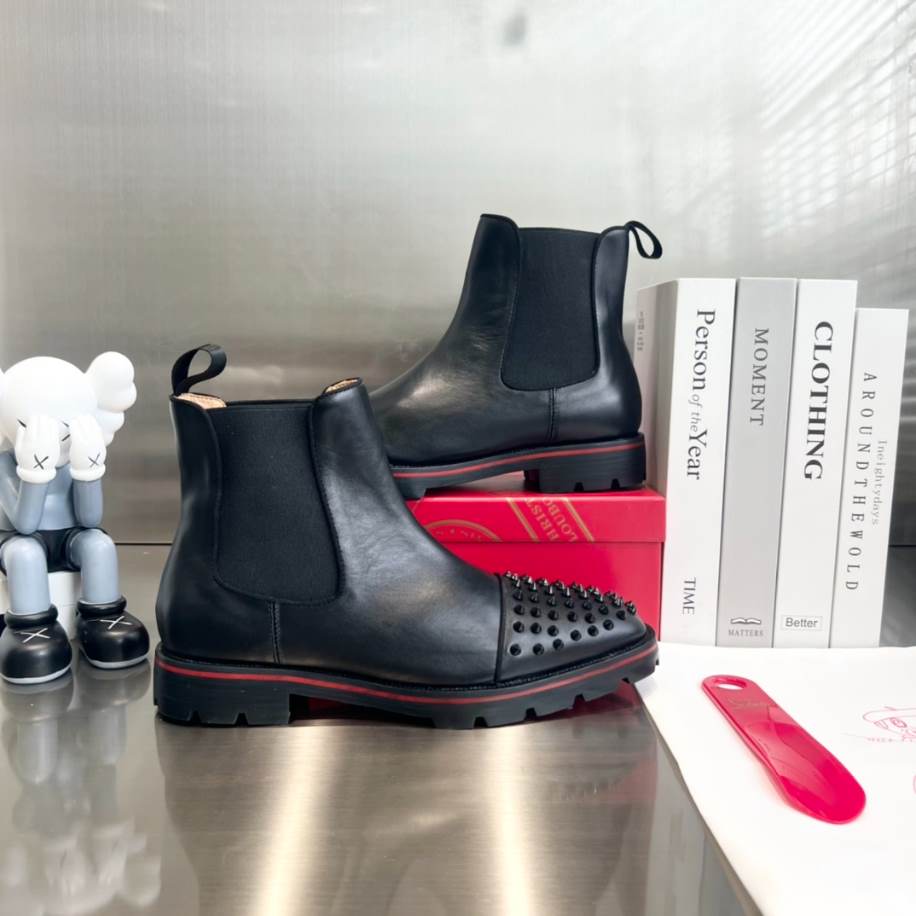 Christian Louboutin Black Leather Ankle Boots Sneaker - CLS057