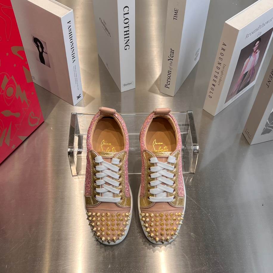Christian Louboutin Red Bottom Pink Glitter Sneaker - CLS044