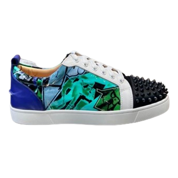 Christian Louboutin Casual Rivet Low Top Spikes Flats Blue Sneaker - CLS046