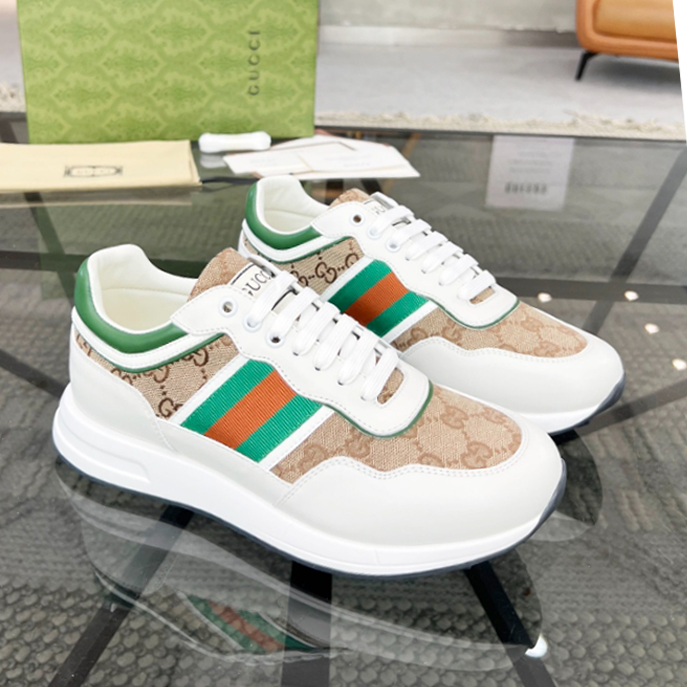 Gucci White Beige Green Sneaker - GCC161