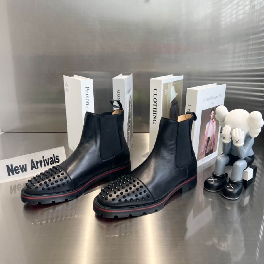 Christian Louboutin Black Leather Ankle Boots Sneaker - CLS057