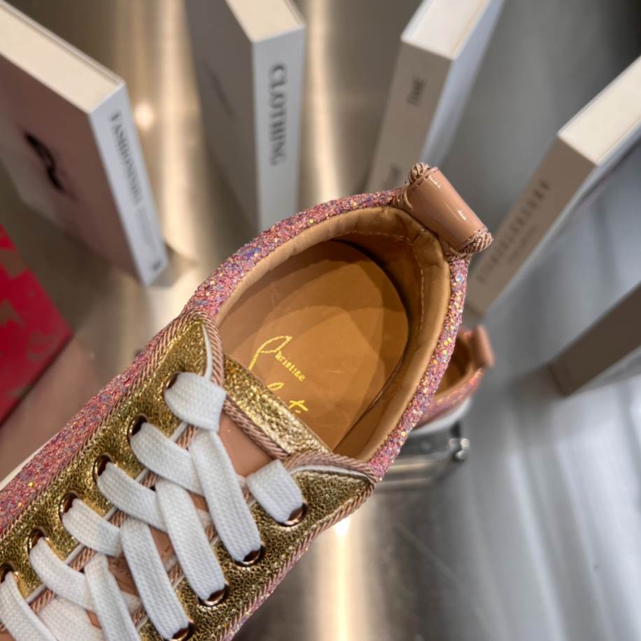 Christian Louboutin Red Bottom Pink Glitter Sneaker - CLS044