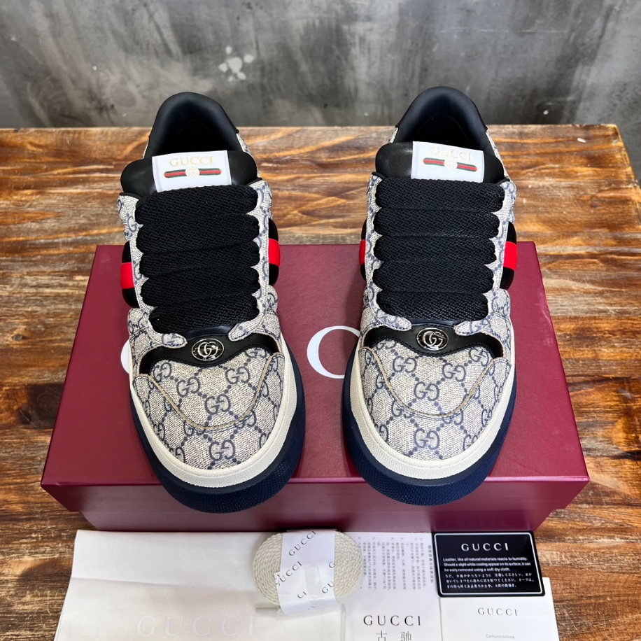 Gucci Screener Web Beige and Blue Sneaker - GCC171
