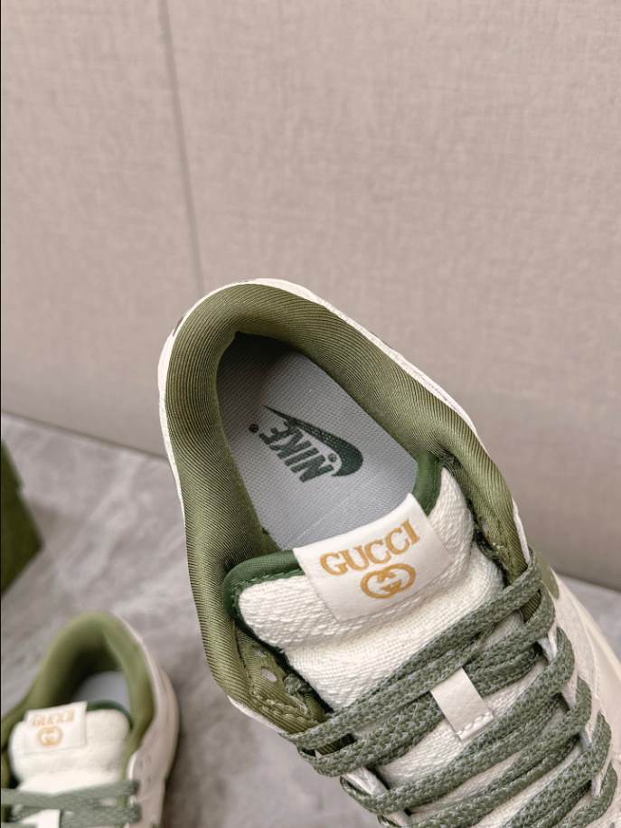 Gucci Nike Dunk Low Green White Sneakers - GCC202