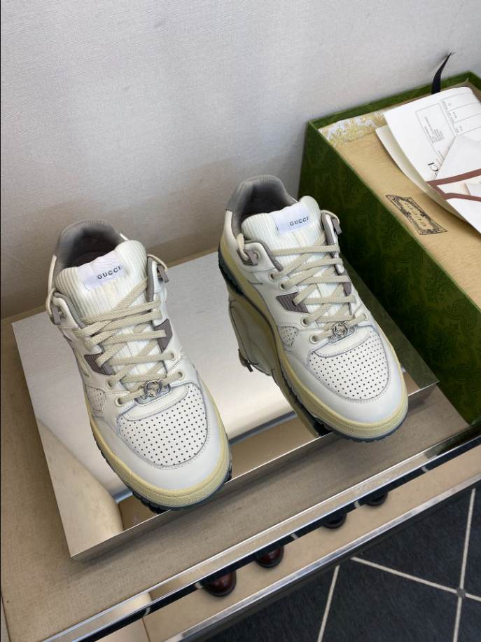 Gucci White Grey Yellow Distressed Effect Sneakers - GCC203