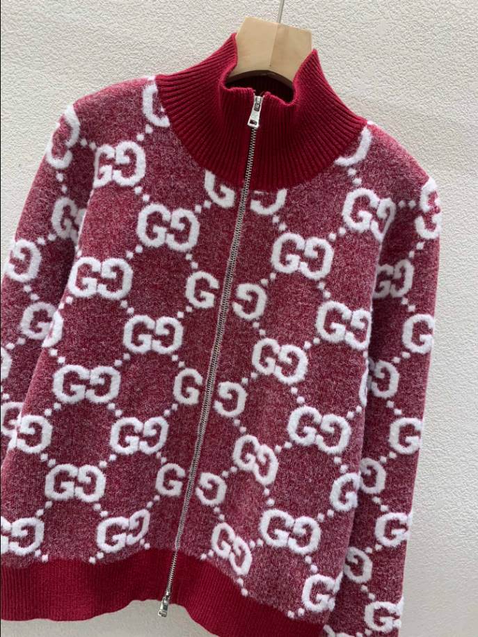GUCCI Stitch Jacquard Red Knitwear - GCK056