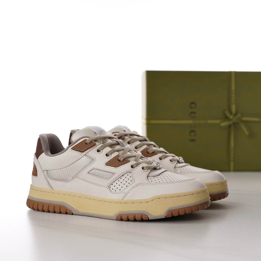 Gucci Breathable Casual Brown White Sneakers - GCC224