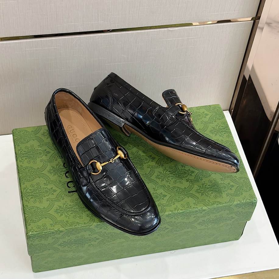 Gucci Jordaan Crocodile Black Loafer - GL084