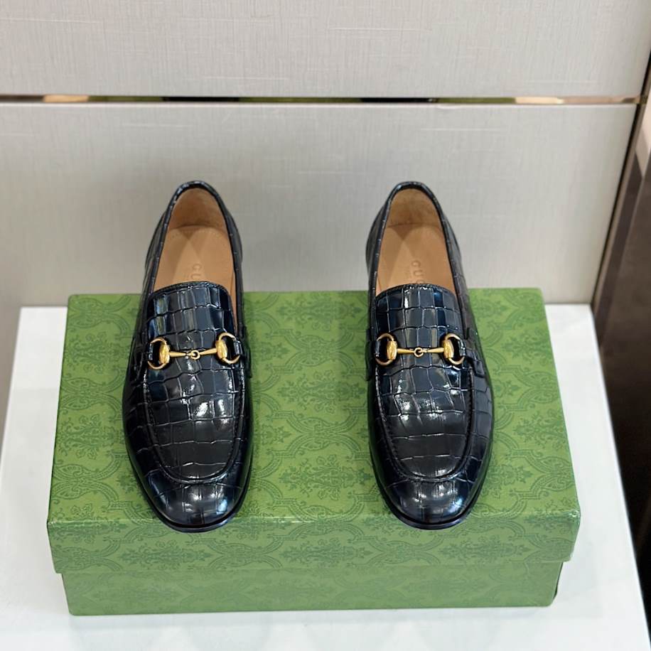 Gucci Jordaan Crocodile Black Loafer - GL084