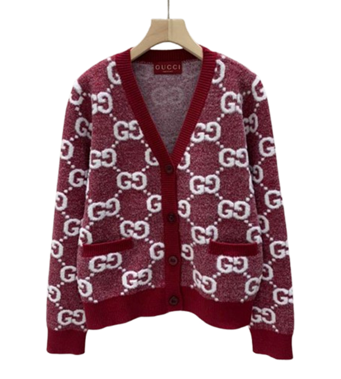 GUCCI Stitch Red V-neck Knitwear - GCK058