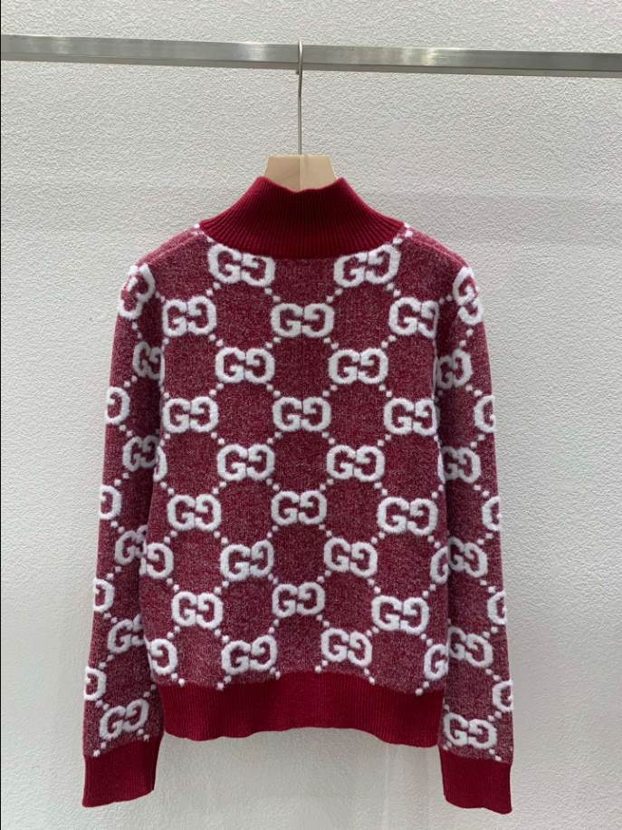 GUCCI Stitch Jacquard Red Knitwear - GCK056