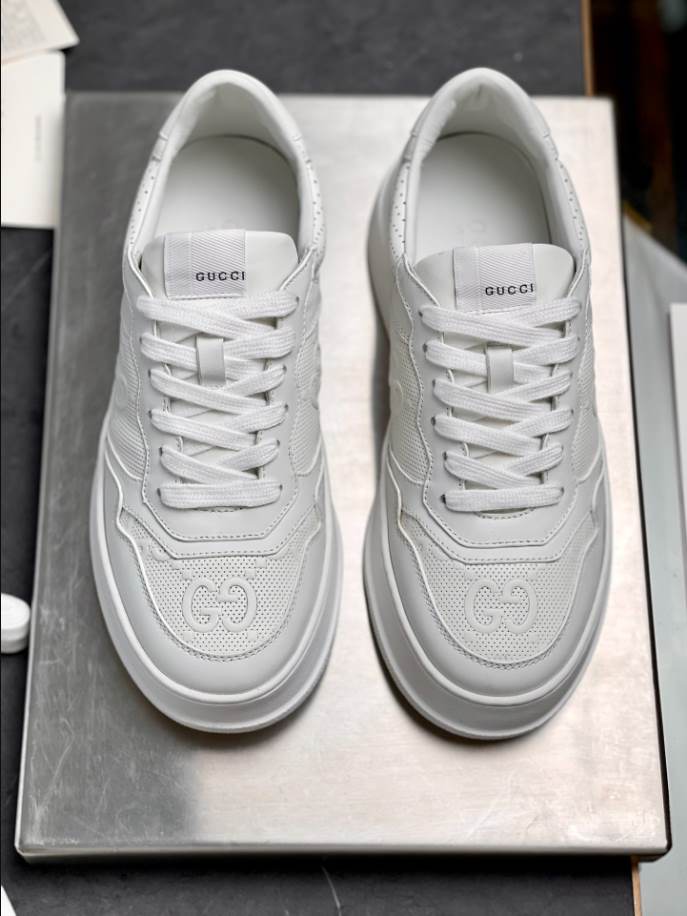 Gucci Embossed White Leather Sneakers - GCC197