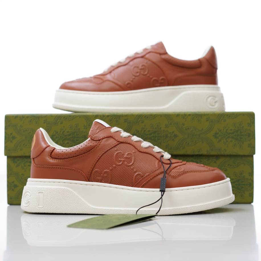 Gucci Brown Jumbo GG Embossed Sneakers - GCC210