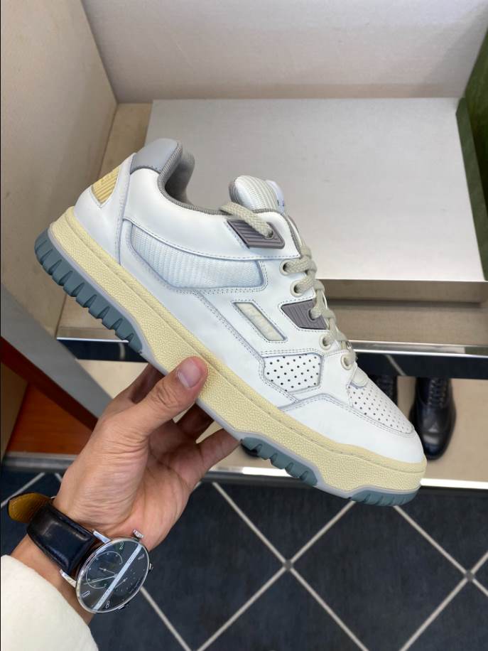 Gucci White Grey Yellow Distressed Effect Sneakers - GCC203