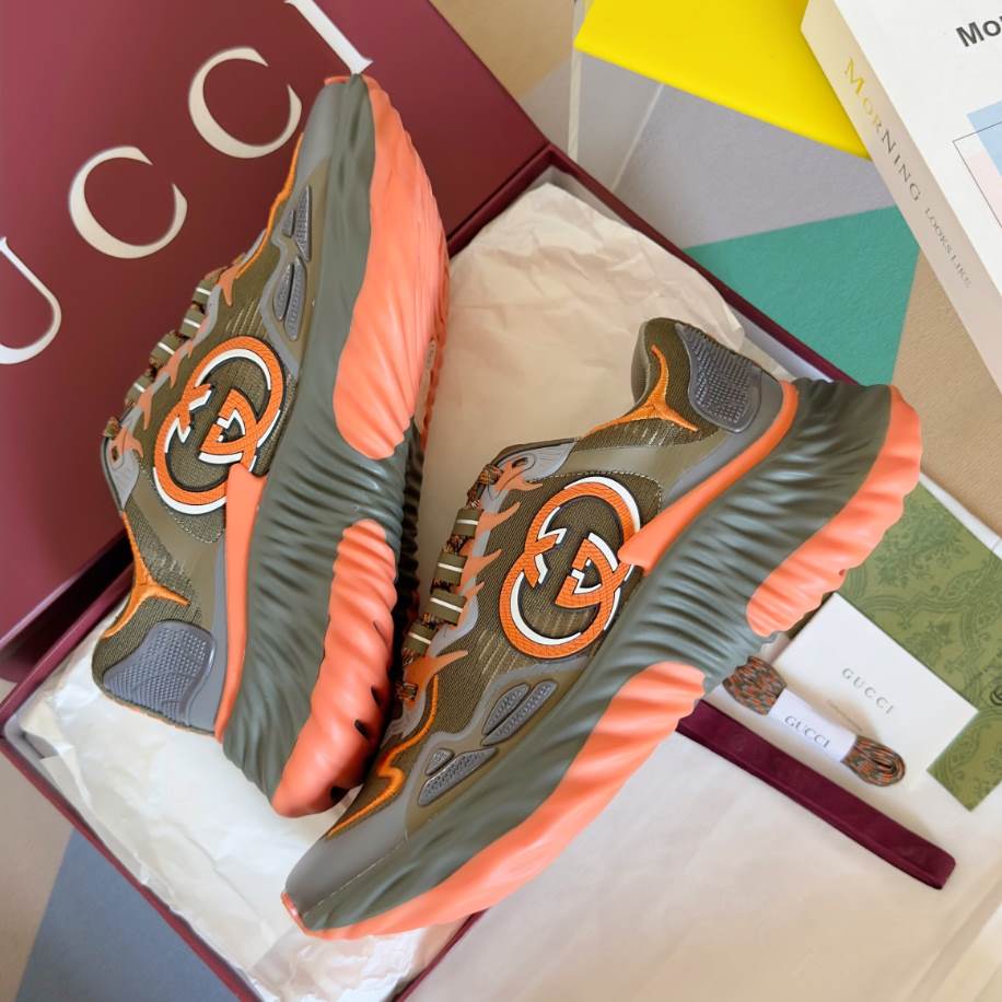 Gucci Brown Ripple Splash Fabric Sneakers - GCC200