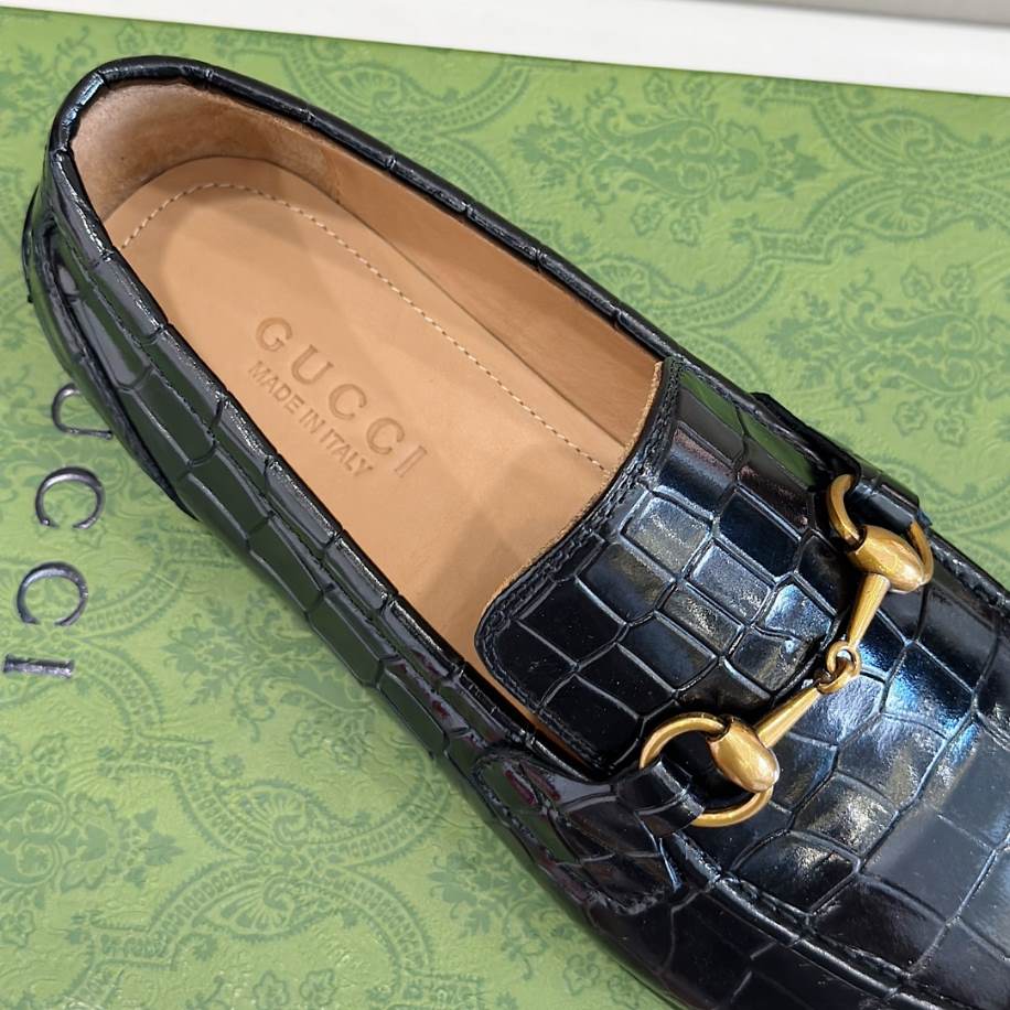 Gucci Jordaan Crocodile Black Loafer - GL084