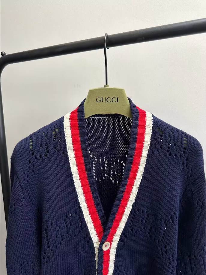 Gucci Open Knit Cotton Blue Knitwear - GCK061